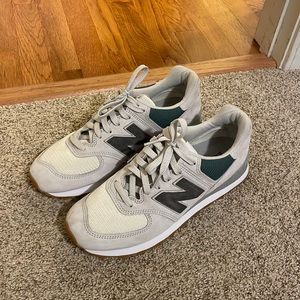 Customized New Balance Classics size 10 color gray with dark green and blue